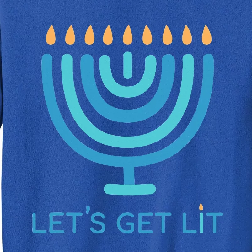 Let's Get Lit Menorah Jewish Funny Ugly Hanukkah Jew Tall Sweatshirt