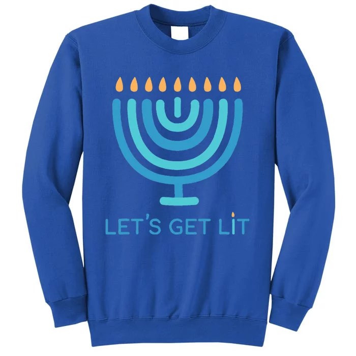 Let's Get Lit Menorah Jewish Funny Ugly Hanukkah Jew Tall Sweatshirt