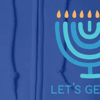 Let's Get Lit Menorah Jewish Funny Ugly Hanukkah Jew Full Zip Hoodie