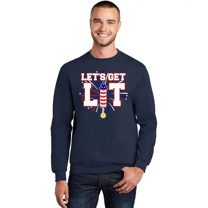 Let's Get Lit Cute Fireworks Funny Fourth of July Sweatshirt