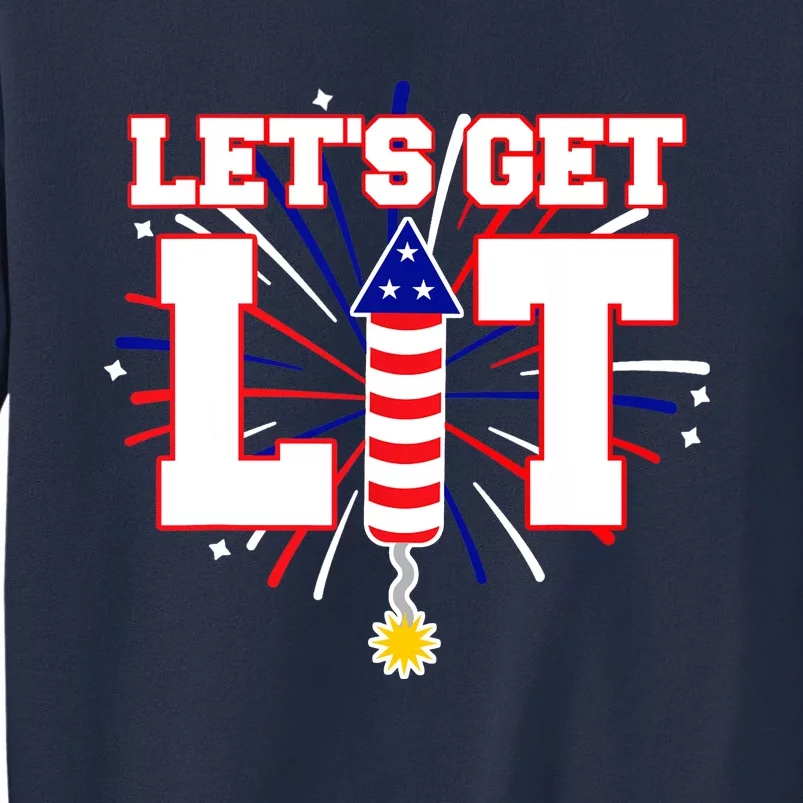 Let's Get Lit Cute Fireworks Funny Fourth of July Sweatshirt