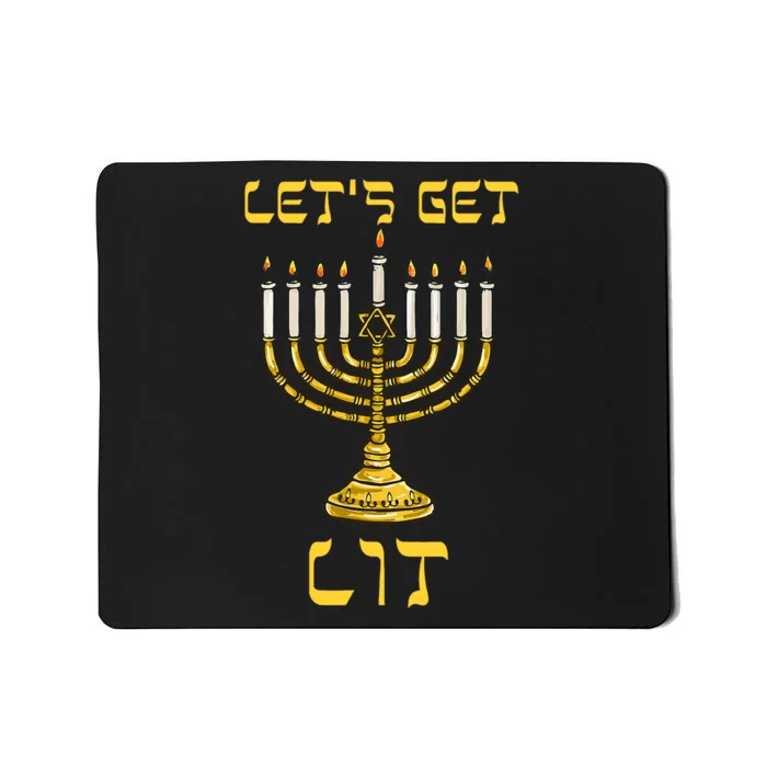 Lets Get Lit Chanukah Happy Hanukkah Funny Menorah Jewish Mousepad