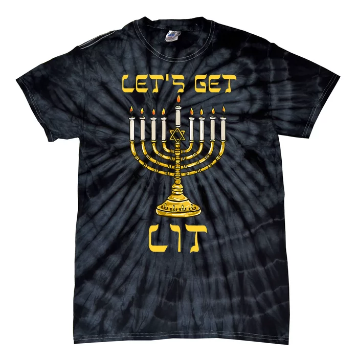 Lets Get Lit Chanukah Happy Hanukkah Funny Menorah Jewish Tie-Dye T-Shirt