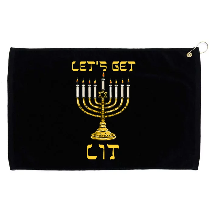 Lets Get Lit Chanukah Happy Hanukkah Funny Menorah Jewish Grommeted Golf Towel