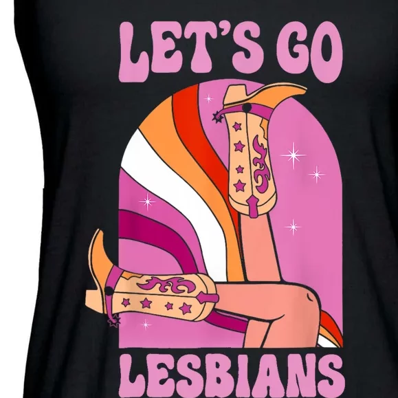 LetS Go Lesbians Lgbtq Lesbian Pride Month Cowgirl Ladies Essential Flowy Tank