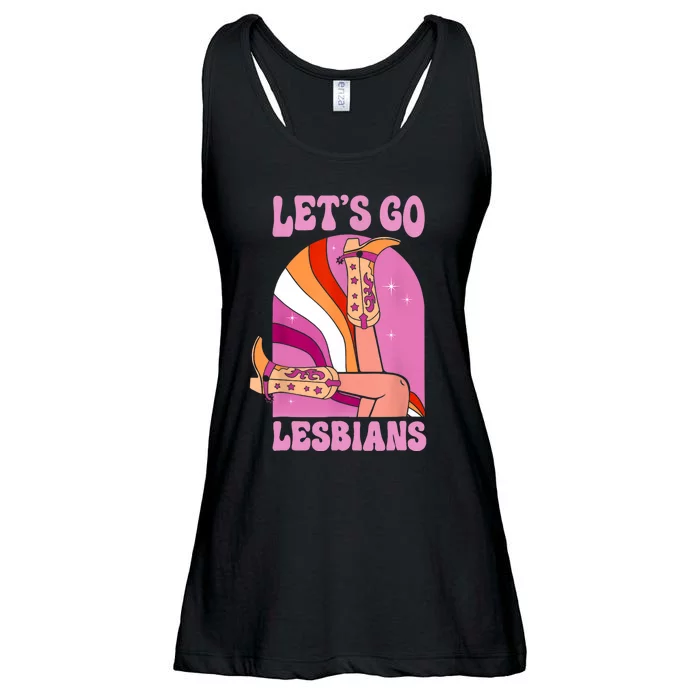 LetS Go Lesbians Lgbtq Lesbian Pride Month Cowgirl Ladies Essential Flowy Tank