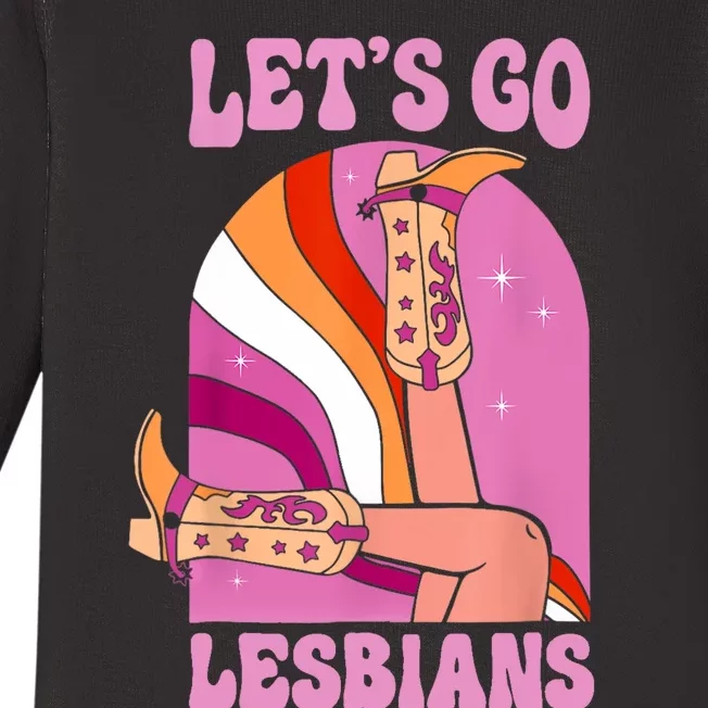 LetS Go Lesbians Lgbtq Lesbian Pride Month Cowgirl Baby Long Sleeve Bodysuit