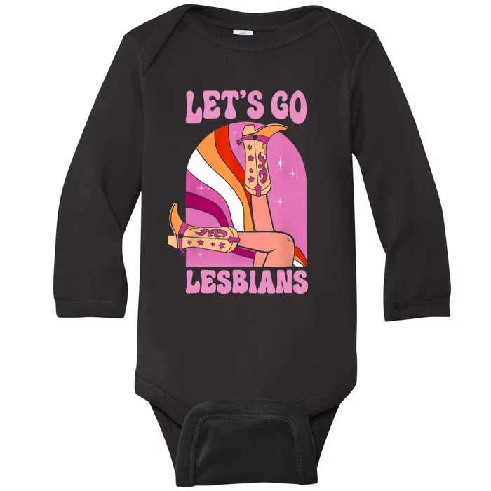 LetS Go Lesbians Lgbtq Lesbian Pride Month Cowgirl Baby Long Sleeve Bodysuit