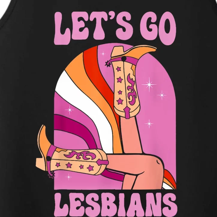 LetS Go Lesbians Lgbtq Lesbian Pride Month Cowgirl Performance Tank