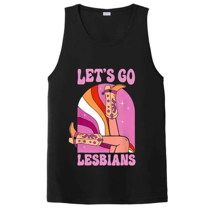 LetS Go Lesbians Lgbtq Lesbian Pride Month Cowgirl Performance Tank