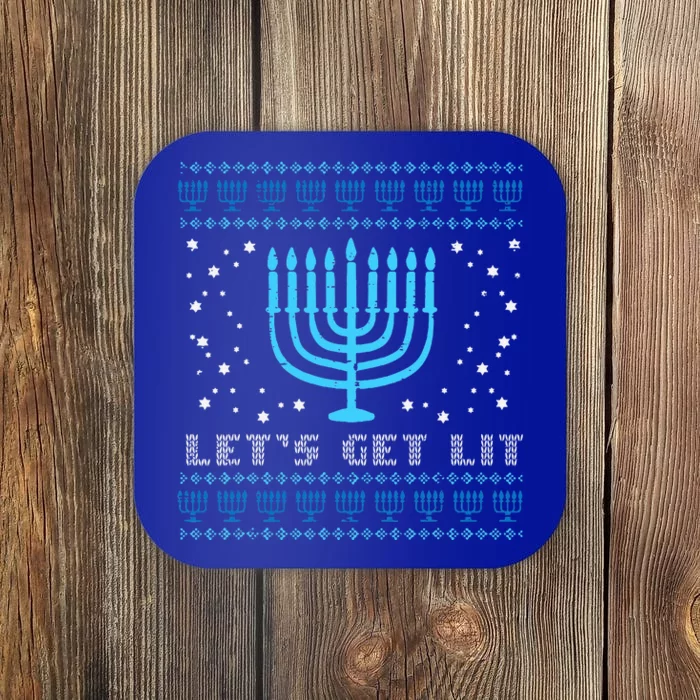 Lets Get Lit Ugly Hanukkah Menorah Chanukah Jew Coaster