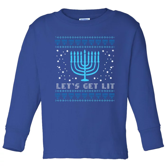 Lets Get Lit Ugly Hanukkah Menorah Chanukah Jew Toddler Long Sleeve Shirt