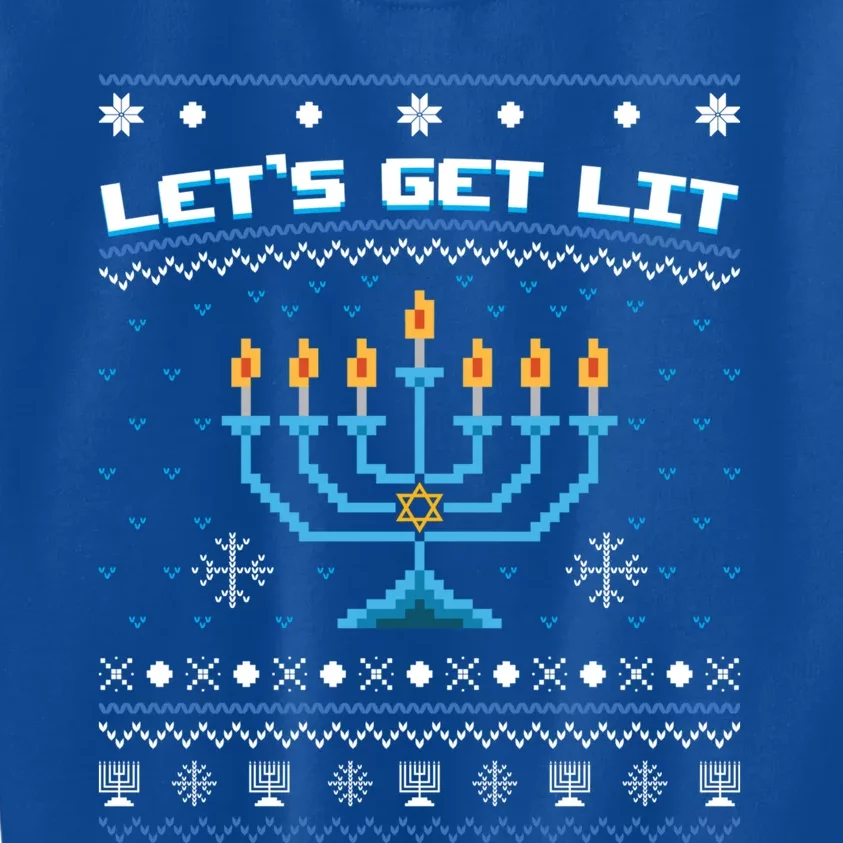 Let's Get Lit Jewish Ugly Christmas Sweater Orah Hanukkah Cute Gift Kids Sweatshirt