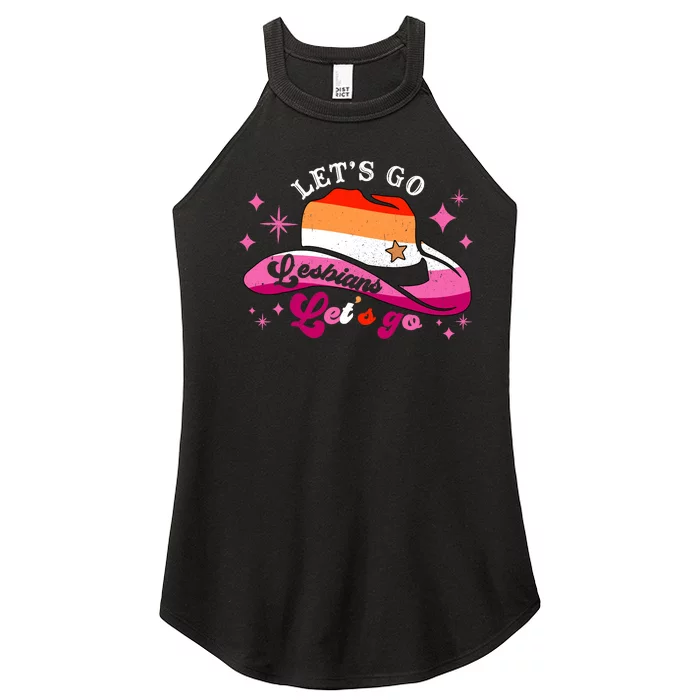 Let's Go Lesbians Let's Go Cowgirl Cowboy Howdy LGBT Pride Women’s Perfect Tri Rocker Tank