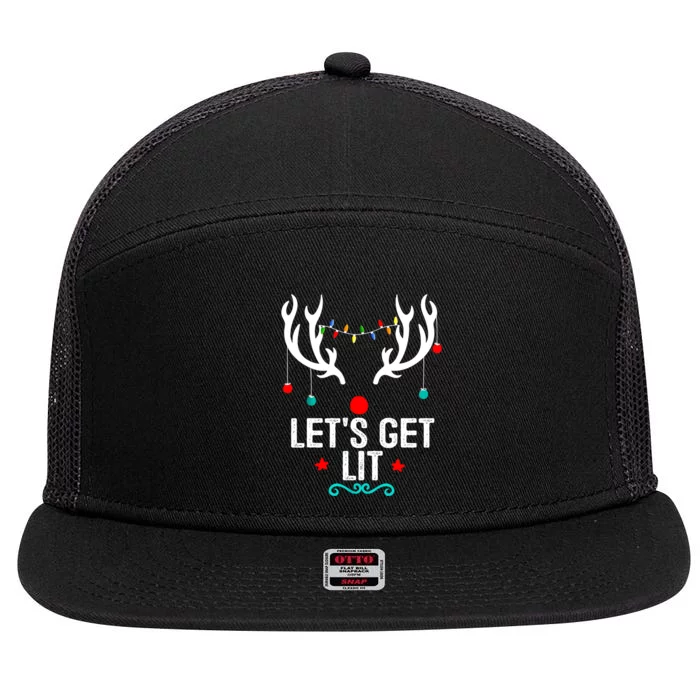 LetS Get Lit Cool Christmas 7 Panel Mesh Trucker Snapback Hat