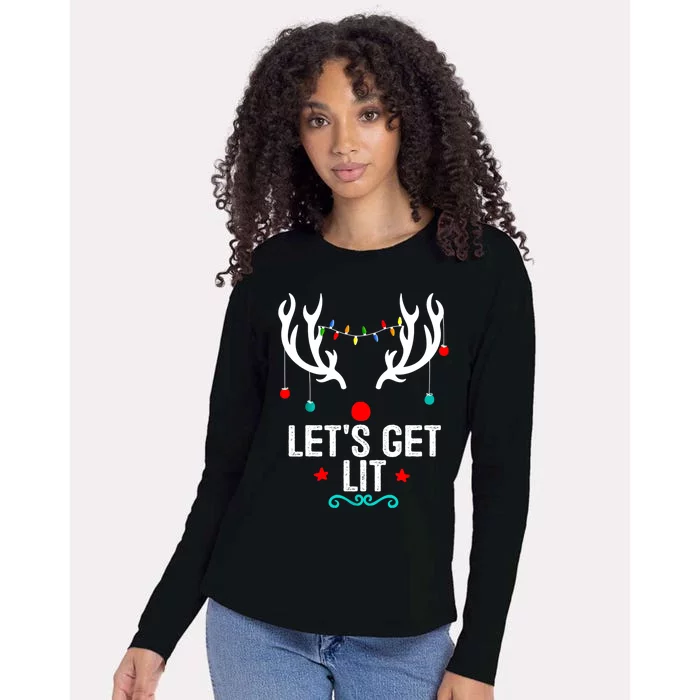 LetS Get Lit Cool Christmas Womens Cotton Relaxed Long Sleeve T-Shirt