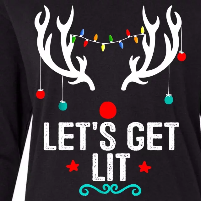 LetS Get Lit Cool Christmas Womens Cotton Relaxed Long Sleeve T-Shirt