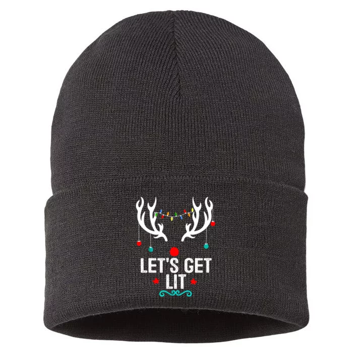 LetS Get Lit Cool Christmas Sustainable Knit Beanie