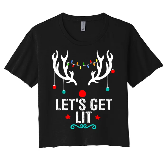 LetS Get Lit Cool Christmas Women's Crop Top Tee