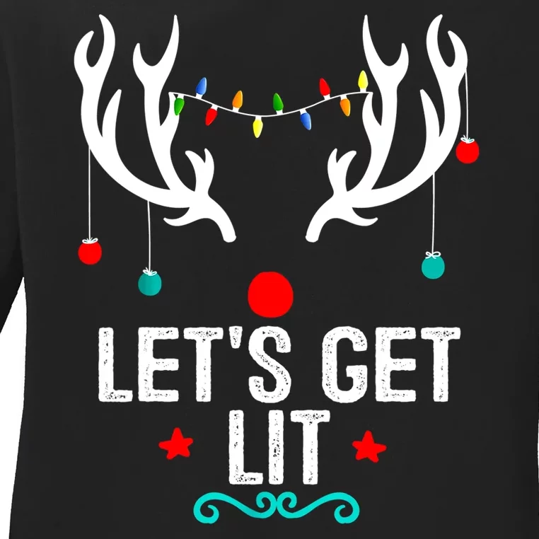 LetS Get Lit Cool Christmas Ladies Long Sleeve Shirt