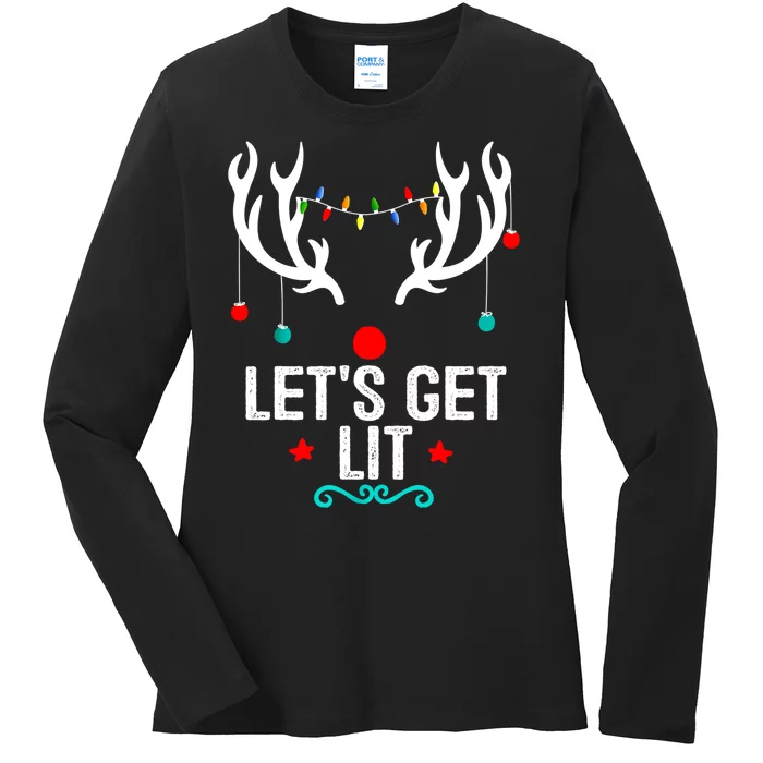 LetS Get Lit Cool Christmas Ladies Long Sleeve Shirt