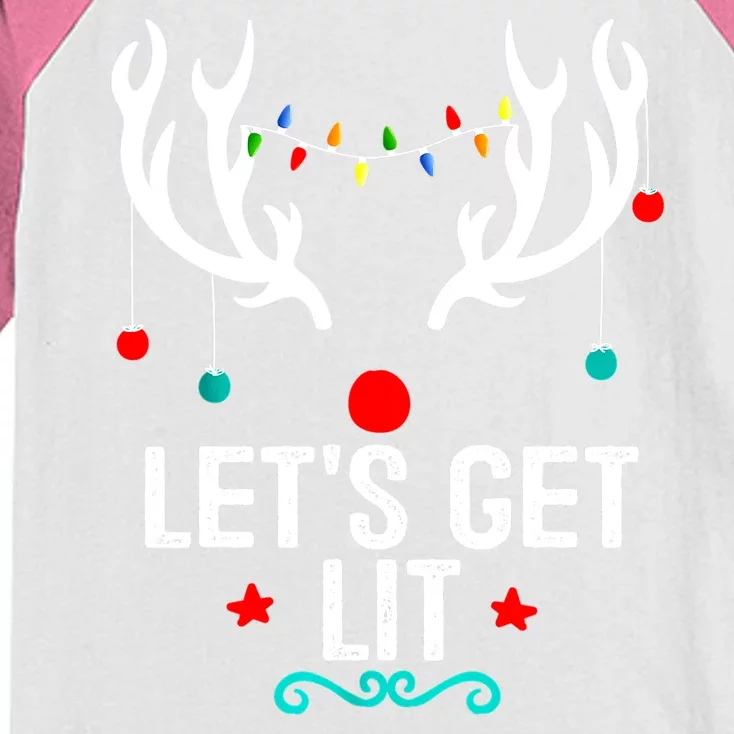 LetS Get Lit Cool Christmas Kids Colorblock Raglan Jersey