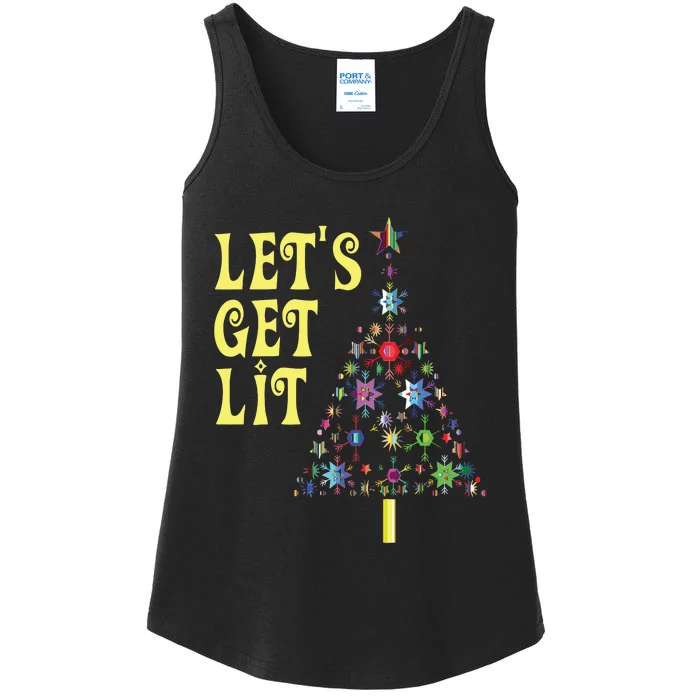 Lets Get Lit Shirts Adult Funny Christmas Ladies Essential Tank