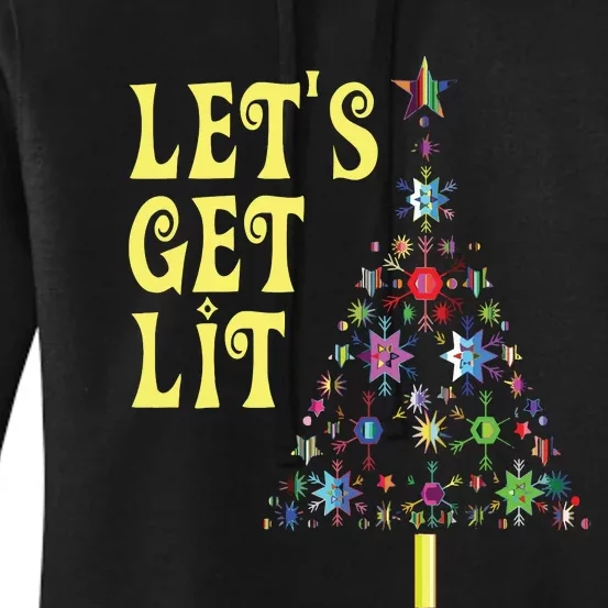 Lets Get Lit Shirts Adult Funny Christmas Women's Pullover Hoodie