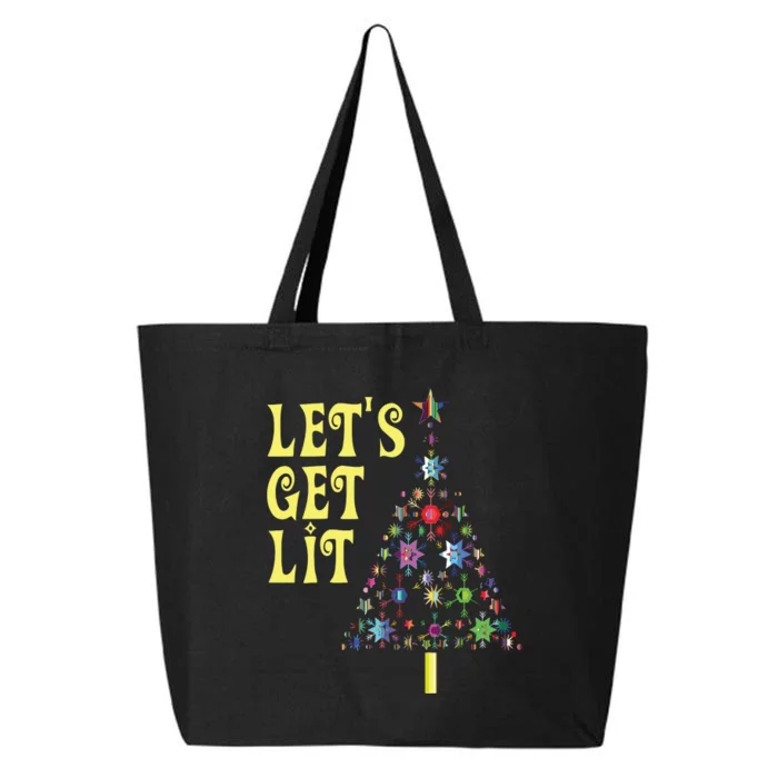 Lets Get Lit Shirts Adult Funny Christmas 25L Jumbo Tote