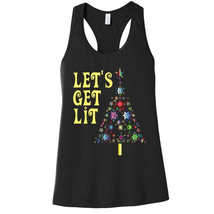 Lets Get Lit Shirts Adult Funny Christmas Women's Racerback Tank