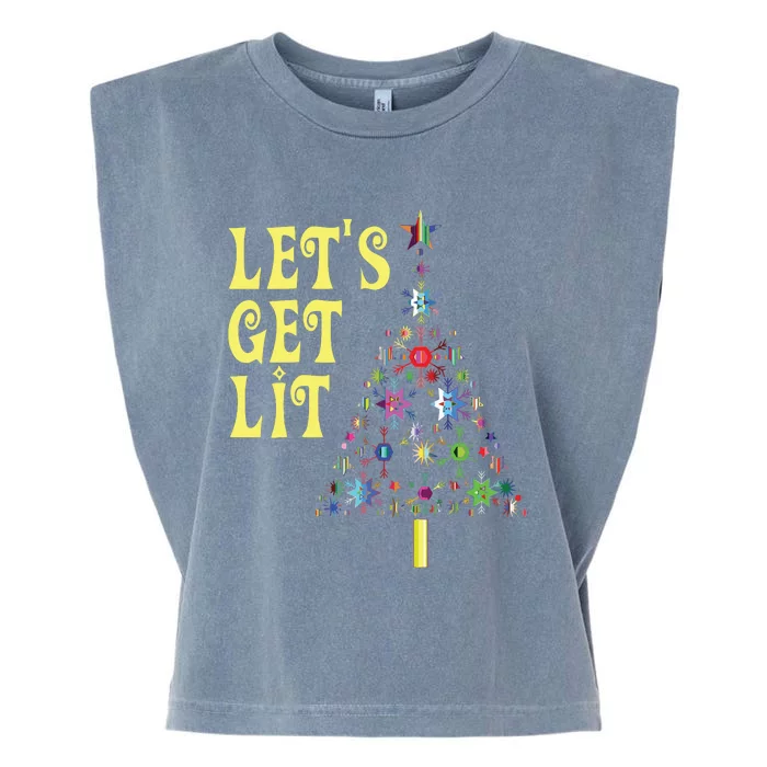 Lets Get Lit Shirts Adult Funny Christmas Garment-Dyed Women's Muscle Tee