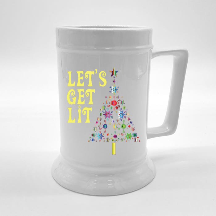 Lets Get Lit Shirts Adult Funny Christmas Front & Back Beer Stein