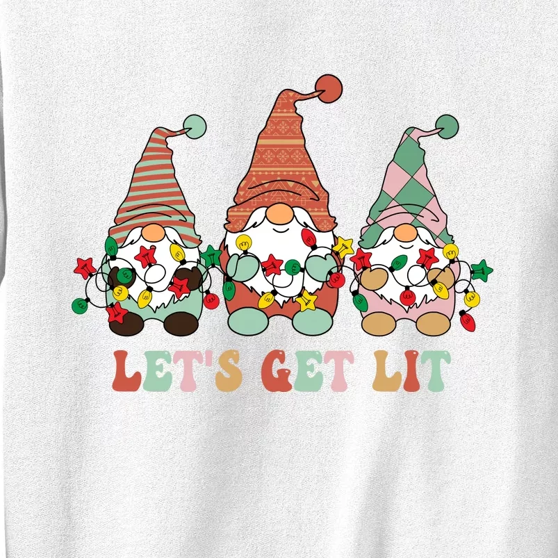 Let's Get Lit Christmas Gnome Lights Funny Xmas Gift Sweatshirt