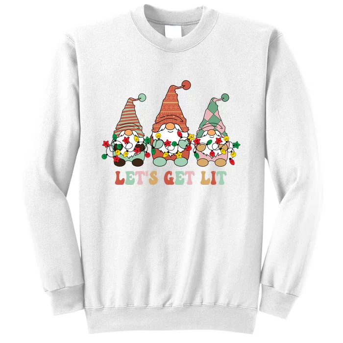 Let's Get Lit Christmas Gnome Lights Funny Xmas Gift Sweatshirt