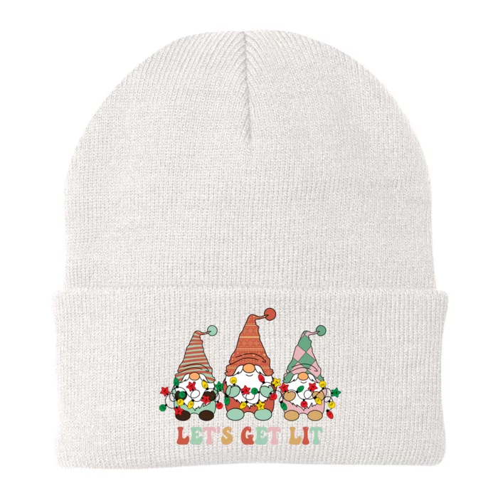 Let's Get Lit Christmas Gnome Lights Funny Xmas Gift Knit Cap Winter Beanie