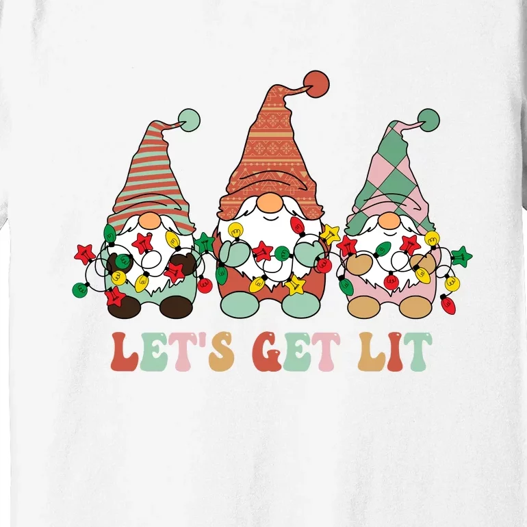 Let's Get Lit Christmas Gnome Lights Funny Xmas Gift Premium T-Shirt