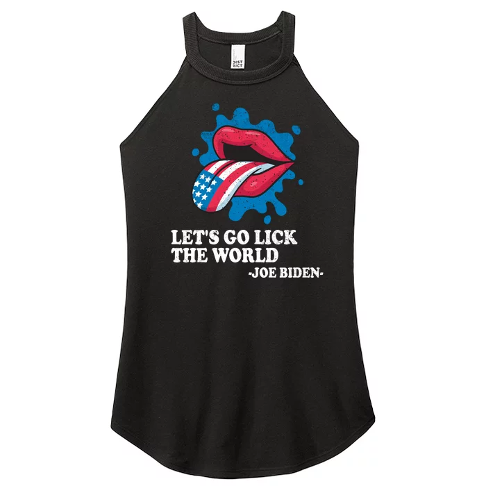 Let's Go Lick The World Joe Biden Women’s Perfect Tri Rocker Tank