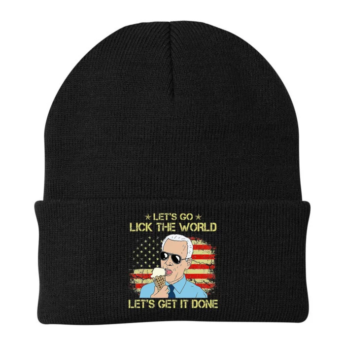 Let's Go Lick The World Let's Get It Done Funny Joe Biden Knit Cap Winter Beanie