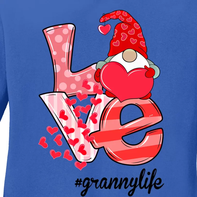 Love Granny Life Gnomie Valentine's Day Gift Granny Gift Ladies Long Sleeve Shirt