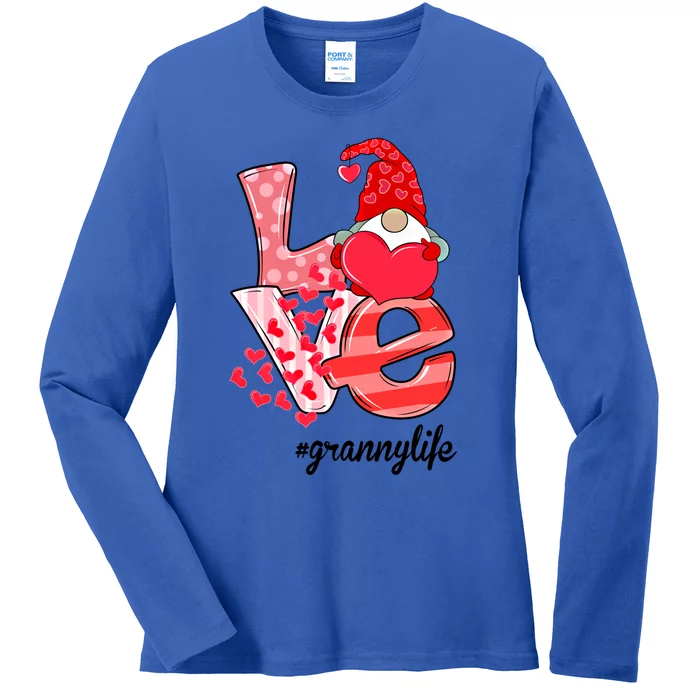 Love Granny Life Gnomie Valentine's Day Gift Granny Gift Ladies Long Sleeve Shirt