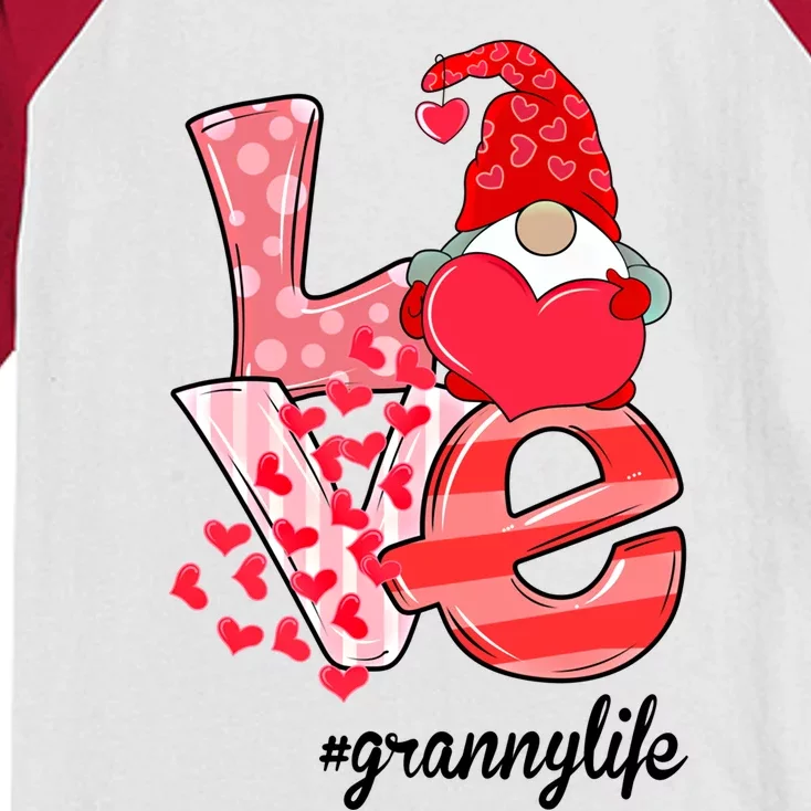 Love Granny Life Gnomie Valentine's Day Gift Granny Gift Kids Colorblock Raglan Jersey