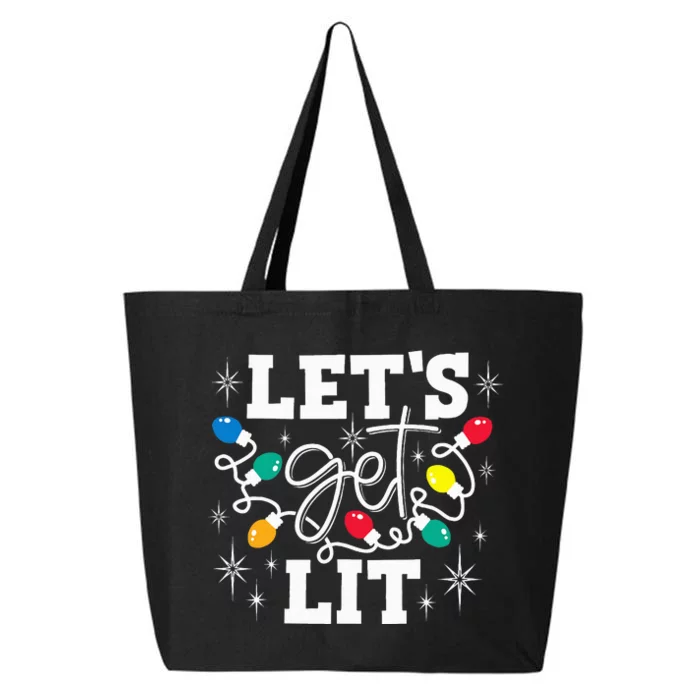 Let's Get Lit Drinking Santa Hat Christmas Lights Funny 25L Jumbo Tote