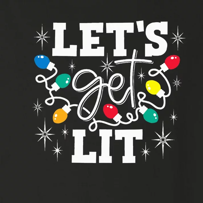 Let's Get Lit Drinking Santa Hat Christmas Lights Funny Toddler Long Sleeve Shirt