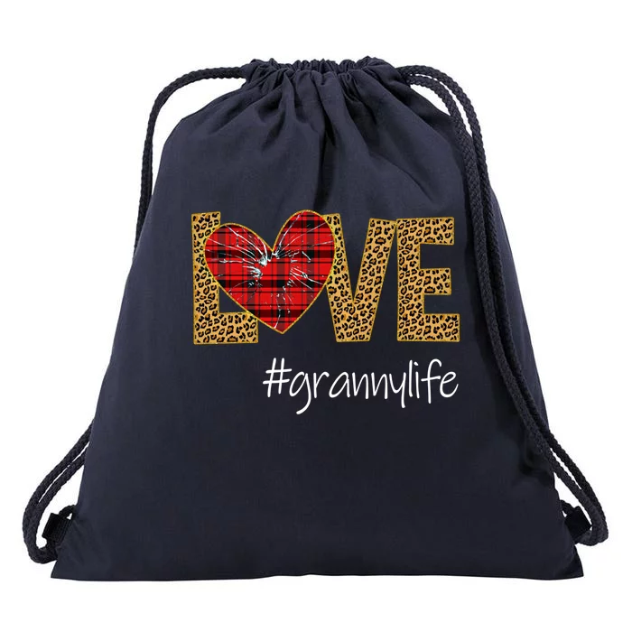 Love Granny Life Leopard Funny Mother Day Gift Meaningful Gift Drawstring Bag