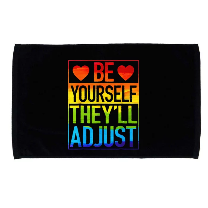 LGBT Gay Les Pride Be Yourself They'll Adjust Rainbow Heart Microfiber Hand Towel