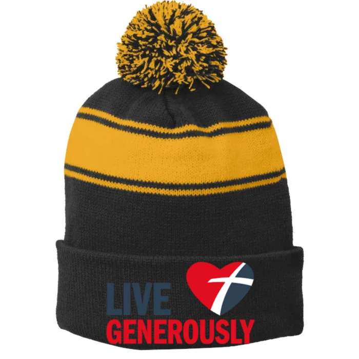 Living Generously Stripe Pom Pom Beanie