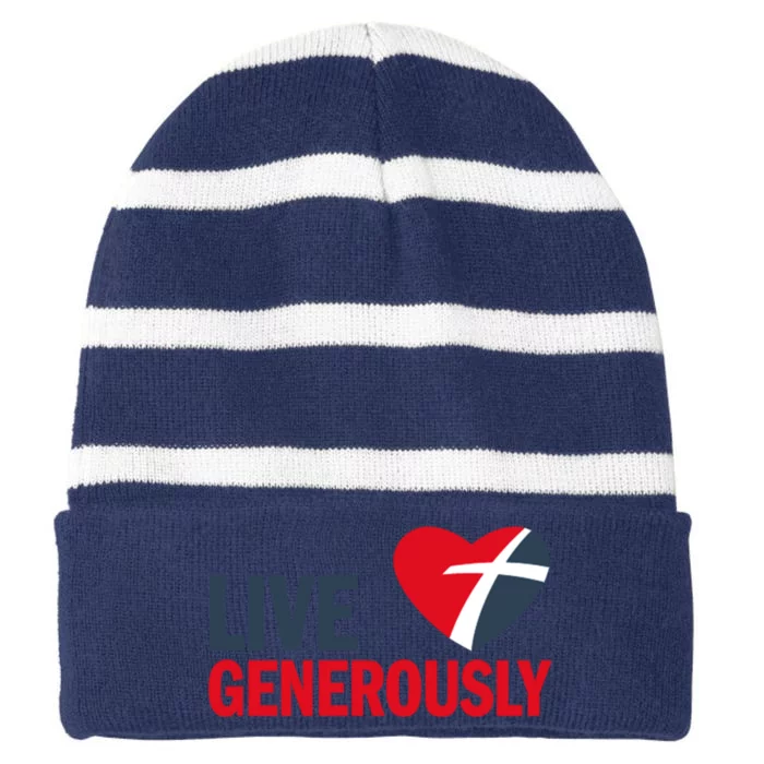 Living Generously Striped Beanie with Solid Band