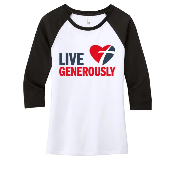 Living Generously Women's Tri-Blend 3/4-Sleeve Raglan Shirt