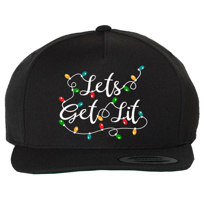 Let's Get Lit Gift Funny Xmas Holidays Christmas Funny Gift Wool Snapback Cap