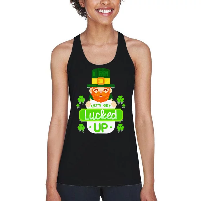 LET'S GET LUCKED UP LEPRECHAUN SAINT PATRICK'S DAY Women's Racerback Tank